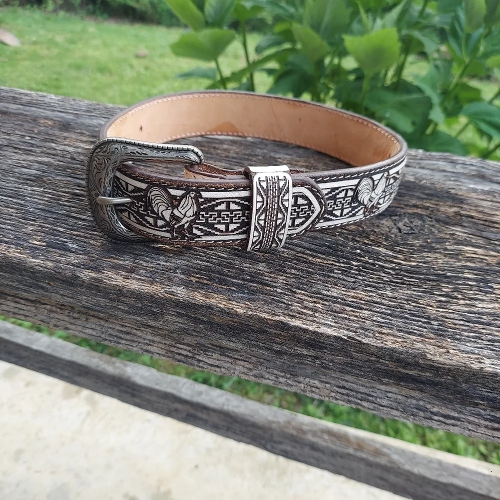 Genuine Leather Mexican Embroidered Western Belt